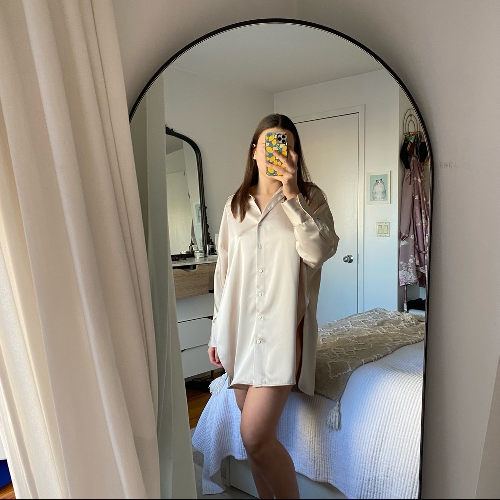 Zara Satin Shirt Dress